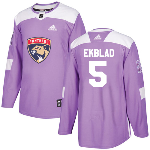 Adidas Panthers #5 Aaron Ekblad Purple Authentic Fights Cancer Stitched Youth NHL Jersey
